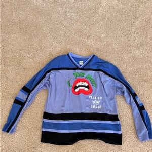 Boys Lie Blue and Black Mesh Graphic Top